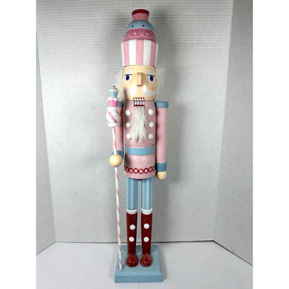 Pastel Candy Nutcracker 24 in Pink Blue Glitter Christmas Decor Sweet Shoppe